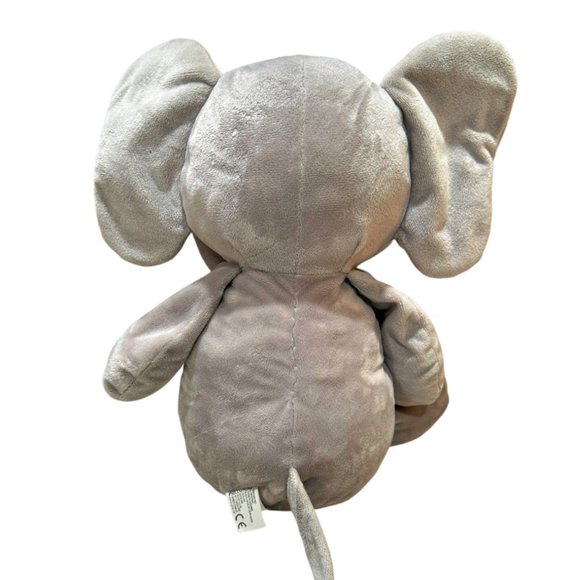 KellyToy Plush Elephant Rattle Floppy Gray Stuffed Animal Cream Ribbed Toy 18" - Picture 4 of 9